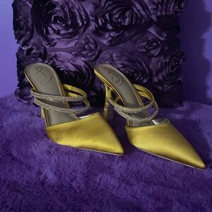 Sam Edelman Gold Heels with Rhinestone Straps
